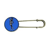 Blue Plump Beautiful Girl Retro Metal Brooch Pin Clip Jewelry