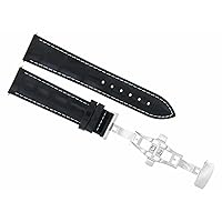 Ewatchparts 22MM LEATHER STRAP BAND CLASP COMPATIBLE WITH BAUME MERCIER CLASSIMA 8692 8733 BLACK WS
