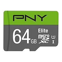 PNY 64GB Elite Class 10 U1 microSDXC Flash Memory Card - 100MB/s, Class 10, U1, Full HD, UHS-I, Micro SD