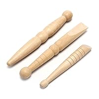 Set of 3 Traditional Thai Wooden Massage Sticks: Relieve Soreness, Acupressure, Reflexology, etc.