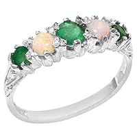 925 Sterling Silver Natural Emerald Womens Band Ring - Sizes 4 to 12 Available