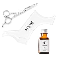 Beardoholic Beard Oil, Scissors and Shaping Tool Set – 100% All Natural, Japanese Stainless Steel – Eliminates Itch and Dandruff – Style Beard With Ease – Faster and Thicker Beard Growth – Unscented
