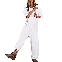 Rompers For Women Black Overalls Causal Jumpsuits Tee Onesie Stretchy Short Sleeve V Neck Overalls With Pockets