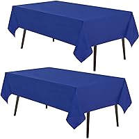 MYSKY HOME 2Pack Royal Blue Tablecloth 90x156 Inch Rectangle Table Cloth- Wrinkle Resistant Washable Polyester Table Cover for Dining Party and Camping