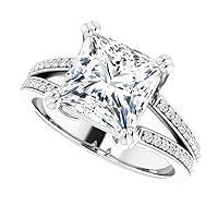 3 CT Princess Cut Colorless Moissanite Engagement Ring, Wedding/Bridal Ring Set, Solitaire Split Shank, Solid Sterling Silver Vintage Antique Anniversary Promise Ring Gift for Her