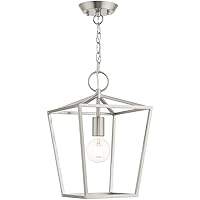Livex Lighting 49432-91 Devone Collection 1-Light Convertible Semi-Flush Lantern Ceiling Fixture, Brushed Nickel