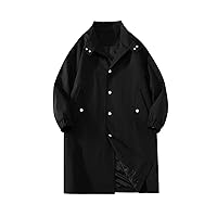 Men's Trench Coats Single Breasted Trench Coat Oversized Casual Windbreaker Lapel Long Jacket Overcoats Outerwear