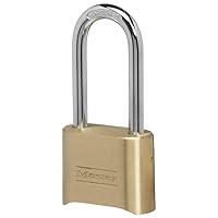Master Lock Set Your Own Combination Padlock with Extra Long Shackle, Brass Finish, 175LH