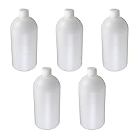 Bettomshin 5Pcs 1000ml PE Plastic(Food Grade) Bottles with Caps, Plastic Water Bottles with Graduated Lab Thin Mouth Bottles Sample Seal Sample Storage Container White Translucent