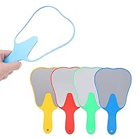 5pcs US Dental Mouth Mirror Tooth Shaped Plastic Handle Hand Mirror for Examination Tooth Oral Care Tool