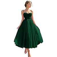 Tulle Prom Dresses Tea Length Corset Spaghetti Straps Sweetheart Formal Party Evening Gowns