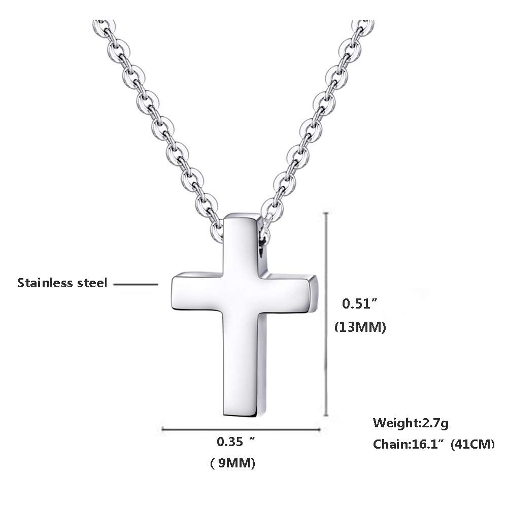 Xianli Wang Tiny Simple Cross Pendant for Children Kids Boys Girls Women Stainless Steel Small Necklace