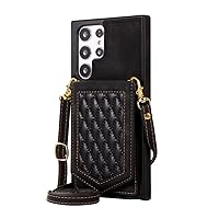 Crossbody Bag Card Slot Phone Holder Mirror Leather Case for Samsung S23 Ultra S22 S21 S20FE A12 A52 A13 A53 A51 A04S M13,Black,for Samsung S23 Plus