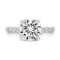 Kiara Gems 4.40 CT Cushion Diamond Moissanite Engagement Ring Wedding Ring Eternity Band Vintage Solitaire Halo Hidden Prong Silver Jewelry Anniversary Promise Ring