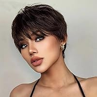 Short Pixie Cut Straight Bob Human Hair Wig With Bangs For Black Women Short Bob 13x4 HD Transparent Lace Frontal Bangs Wigs Cut Bob With Beached Knots 150% Pre Plucked Natural Hairline Glueless wigs