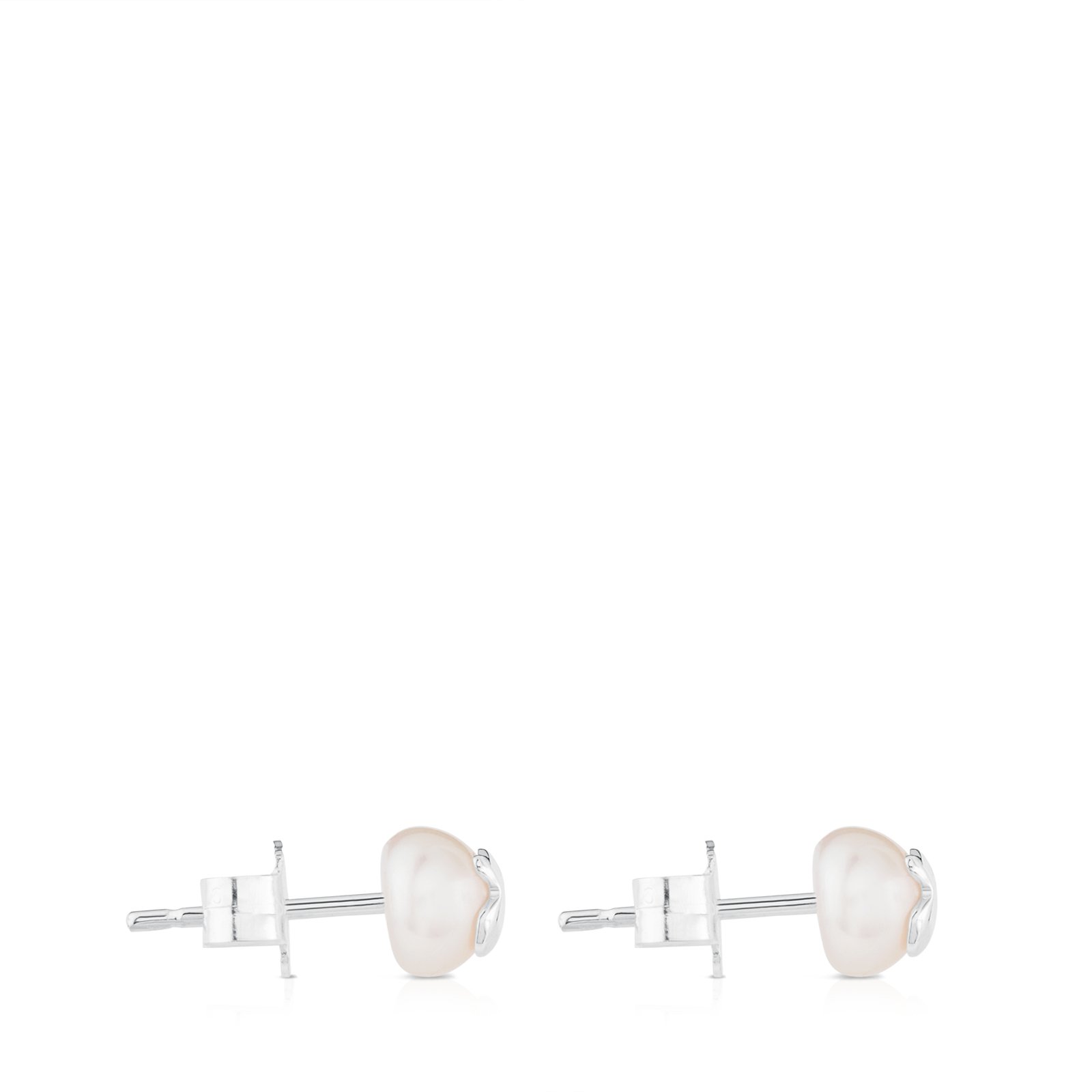TOUS Bear 925 Silver Stud Earrings with White Freshwater Cultured Pearls
