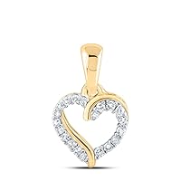 The Diamond Deal 10kt Yellow Gold Womens Round Diamond Heart Pendant 1/12 Cttw
