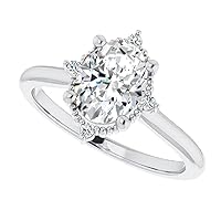 3 CT Oval Cut Colorless Moissanite Wedding Ring, Wedding Bridal Rings, Eternity Solid 10K White Gold Diamond Solitaire 4-Prong Beautiful Rings for Her