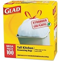 Glad® Tall Kitchen Drawstring Trash Bags, 13 gal, 0.95 mil, 24