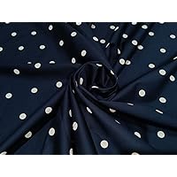 100% Cotton Navy with White dots Lycra 58