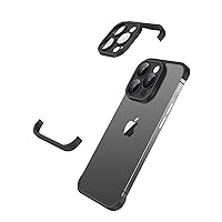 Losin Compatible with iPhone 14 Pro Max Case Borderless Design Camera Lens Protection Thin Lightweight Soft Silicone Frameless Case Shockproof Bumper Cover for iPhone 14 Pro Max 6.7 inch, Black