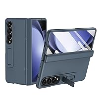 Compatible with Samsung Galaxy Z Fold 3 Case with Hinge Protection, Full Body Case with Built-in Kickstand & Screen Protector Galaxy Z Fold 3 Heavy Duty Rugged Hard PC Phone Cover (Color : Grey Blue