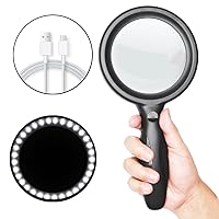 Magnifying Glass with Light 30x 60x Powerful Magnifying Glass - Magnifying Glass for Reading Large Magnifying Glass Hand Held Magnifying Glass with Light Magnifiers for Seniors (Black)