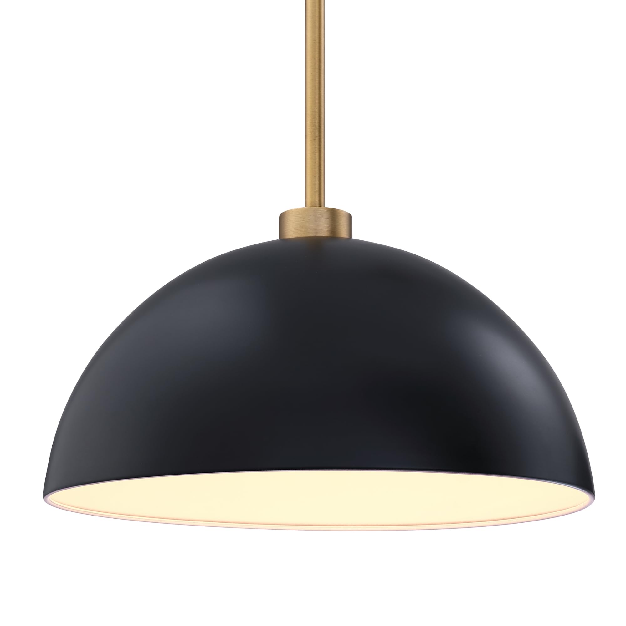 Nathan James Percy Modern 2-Light Pendant Island Light Fixture, Hanging Lights with Metal Shade and Adjustable Cord, for Kitchen, Living Room, Black/Vintage Brass