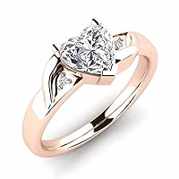 925 Sterling Silver Rose Gold Finish 2.2 Ct Heart Cut White Diamond Solitaire Wedding Engagement Ring For Womens, White Signity Diamond Ring