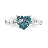 Clara Pucci 2.24 Heart Cut Twisted Solitaire Halo real Ideal Simulated Blue Moissanite Promise Anniversary Engagement ring 18K White Gold