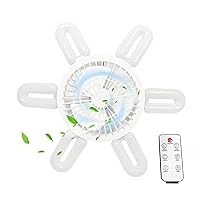 Ceiling Fans with Lights | E27 Foldable Led Ceiling Fan with Remote Control,4 Modes Light Bulb 6U 60W, Quiet Operation for Garage, Kitchen, Coffee Shop, Laundry Room