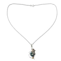 NOVICA Artisan Handmade Citrine Pendant Necklace .925 Silver with Composite Turquoise Sterling Reconstituted Blue Yellow India 'Golden Sky'