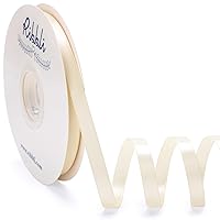 Ribbli Ivory Satin Ribbon Double Faced Satin 3/8 Inch x Continuous 50 Yards-Ivory Ribbon for Gift Wrapping Crafts Wedding Decoration Bows Bouquet Floral Arrangement