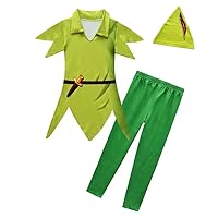 Dressy Daisy Peter Pan Costume with Hat for Toddler & Little Boys Halloween Fancy Party Dress Up Outfit Set Size 3T to 14
