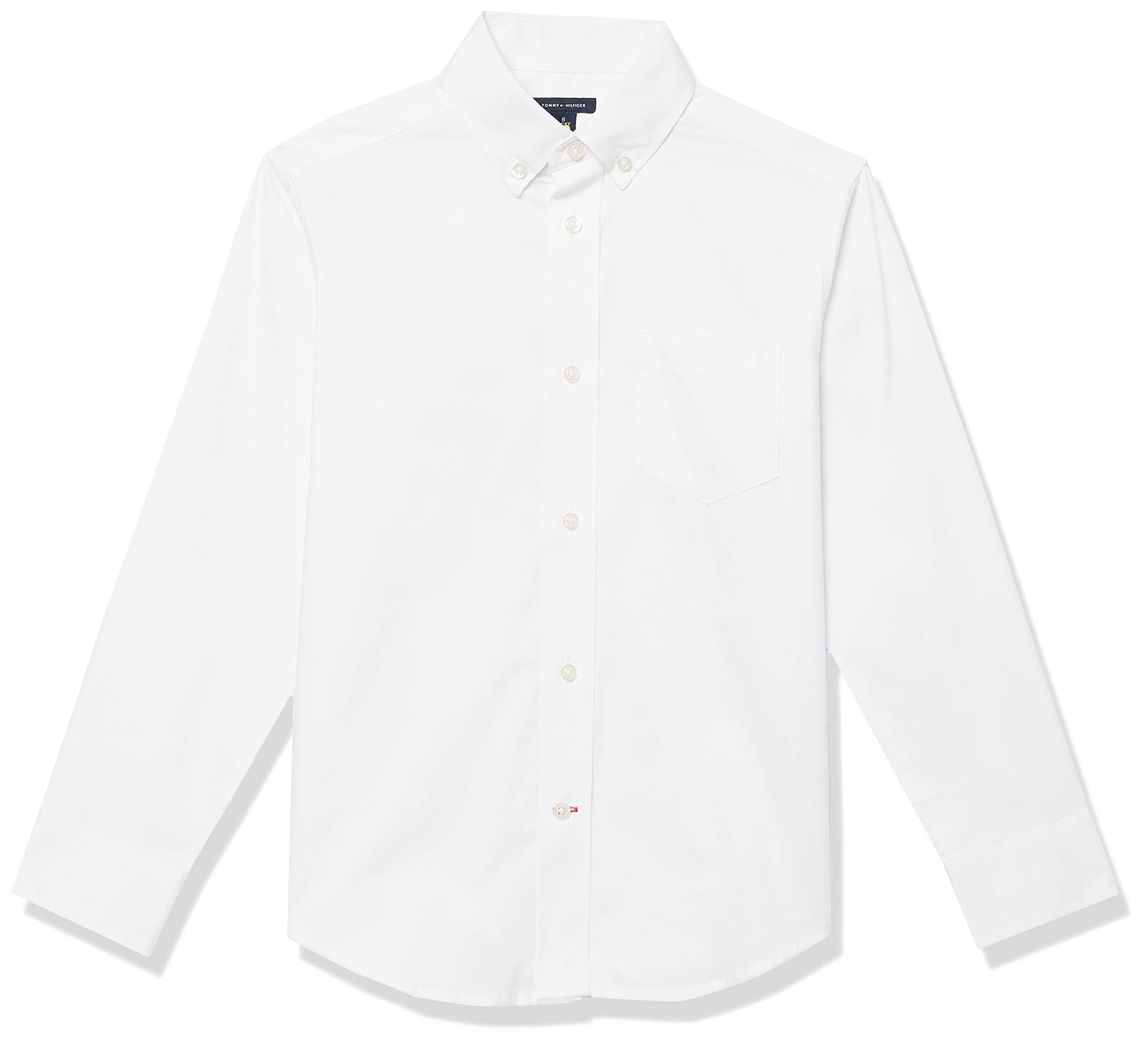 Tommy Hilfiger Boys Oxford Long Sleeve Dress Shirt, Collared Button-Down with Chest Pocket, Regular Fit