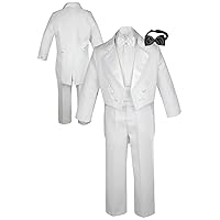 Formal Boy White Suit Tail Satin Tuxedo Kid Teen Free Black Bow Tie (10)