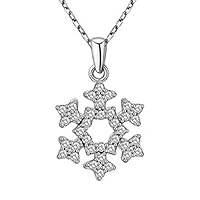 SwaraEcom White Gold Plated Round Cubic Zirconia Beautiful Snowflake Pendant Necklace