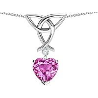 Sterling Silver Celtic Knot Pendant Necklace wtih 8mm Heart Shape Stone