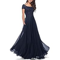 Women's Mother of The Groom Dresses for Wedding Lace Mother of The Bride Dress Short Sleeves Formal Evening Prom Gowns