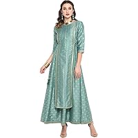 Women's Cotton fashionas Pakistani Style Women's Indian Women's Light Green Poly Silk Ethnic Dress