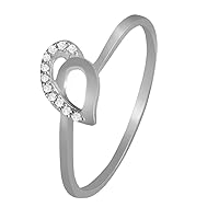 0.03 Cts Round Cut Sim Diamond Engagement Fancy Heart Ring in 14KT White Gold PL