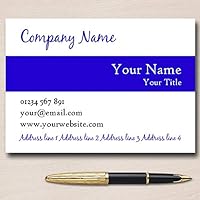 White with Blue Stripe Personalized Business Cards