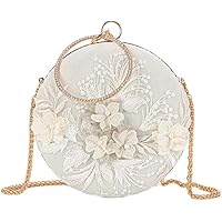 Handbag Shoulder Bag, Crossbody Bag, White Chinese Style Hanbok Crossbody Bag Retro Embroidery Shoulder Bag Hard Case Handbag China Round Bag, 18cm