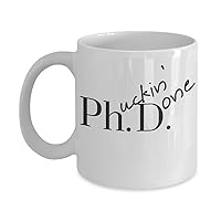 PhD Graduation Gifts Humorous Coffee Humor Coffee Mugs Phucking Done Ceramic Mug Gift, Curse Coffee Cup, Funny Desk Ornaments, Novelty Gifts, Grad Student Gag Gifts Scientist Doctor