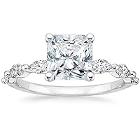 ERAA Jewel 1.5 CT Radiant Colorless Moissanite Engagement Ring, Wedding Bridal Ring Set, Eternity Silver Solid 10K 14K 18K Gold Diamond Solitaire Prong Set Anniversary Promise Ring for Her