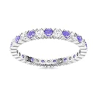 Tanzanite Round 2.00mm Full Eternity Band | Sterling Silver 925 With Rhodium Plated | Beautiful Eternity Design Promise Band Ring