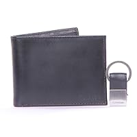 Calvin Klein Men's Bookfold Wallet And Key Fob Set, Black,OS - US