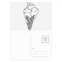 Black Outline Sesame Biscuits Ice Cream Postcard Set Birthday Mailing Thanks Greeting Card