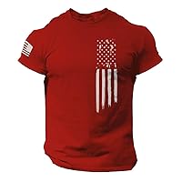 4Th of July Shirt for Men Retro T-Shirts Patriotic Short Sleeve T Shirts American Flag Printed Vintage Graphic Tees
