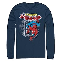 Marvel Big & Tall Men's Classic Spidey Stamp Comp Tops Long Sleeve Tee Shirt
